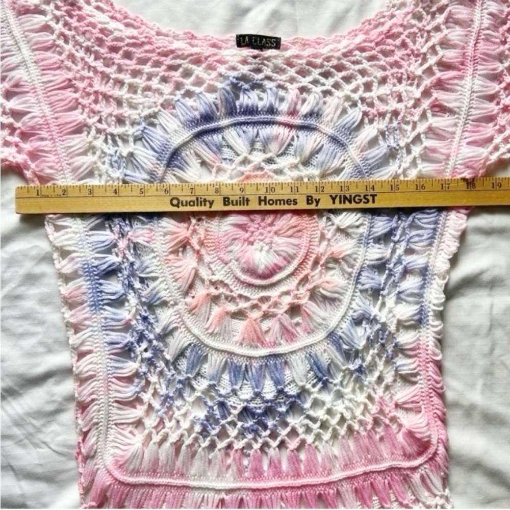 LA CLASS Tie Dye Crochet Beach Coverup Tunic Size L/XL - Picture 5 of 6